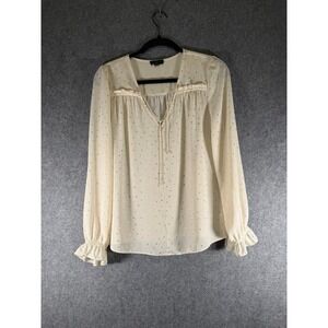 Current Air Los Angeles Womens Medium Long Sleeve Gold Dot Blouse Boho‎